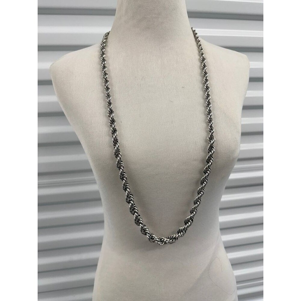 Vintage Monet Silver-Tone Rope Chain Necklace
